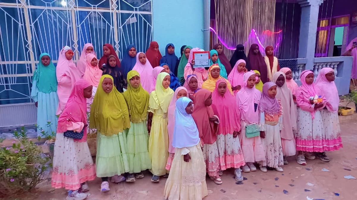Orphan girls at a community event